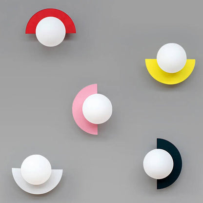 Round Glass Pendant Light with Colored Metal Base