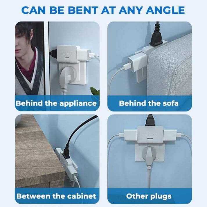Flexible 3 Way EU Plug Adapter