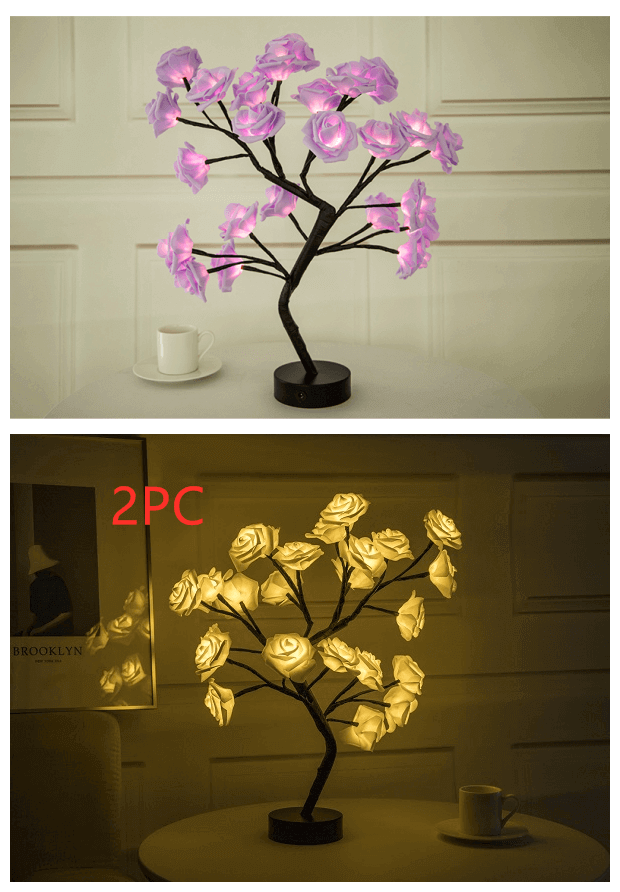 Pretty LED Rose Night Light Table Lamp for Bedroom