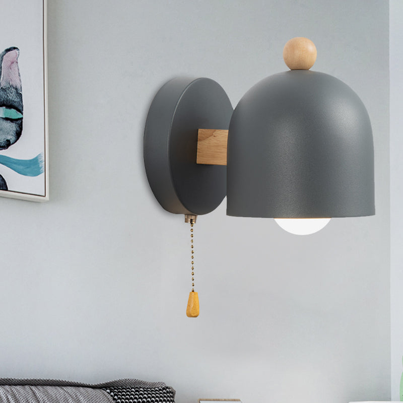Rustic Mini Pendant Wall Light with Wooden Accent - Cofik
