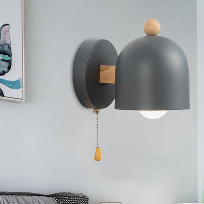 Rustic Mini Pendant Wall Light with Wooden Accent - Cofik