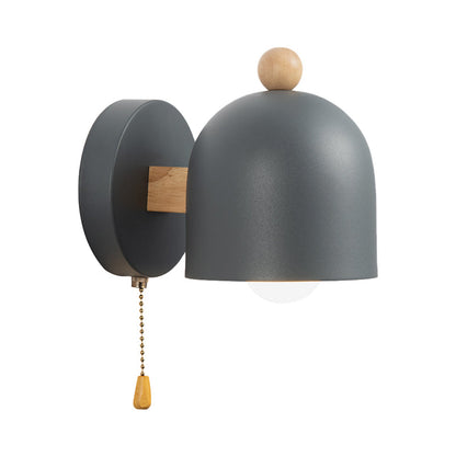 Rustic Mini Pendant Wall Light with Wooden Accent