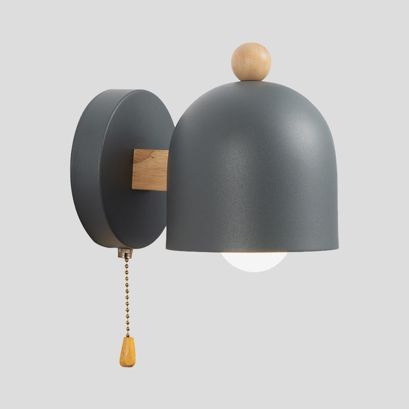 Rustic Mini Pendant Wall Light with Wooden Accent