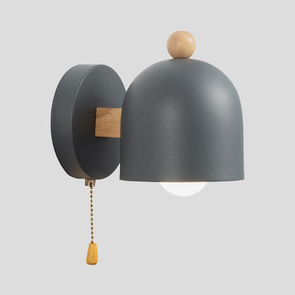 Rustic Mini Pendant Wall Light with Wooden Accent