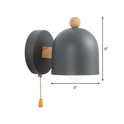 Rustic Mini Pendant Wall Light with Wooden Accent