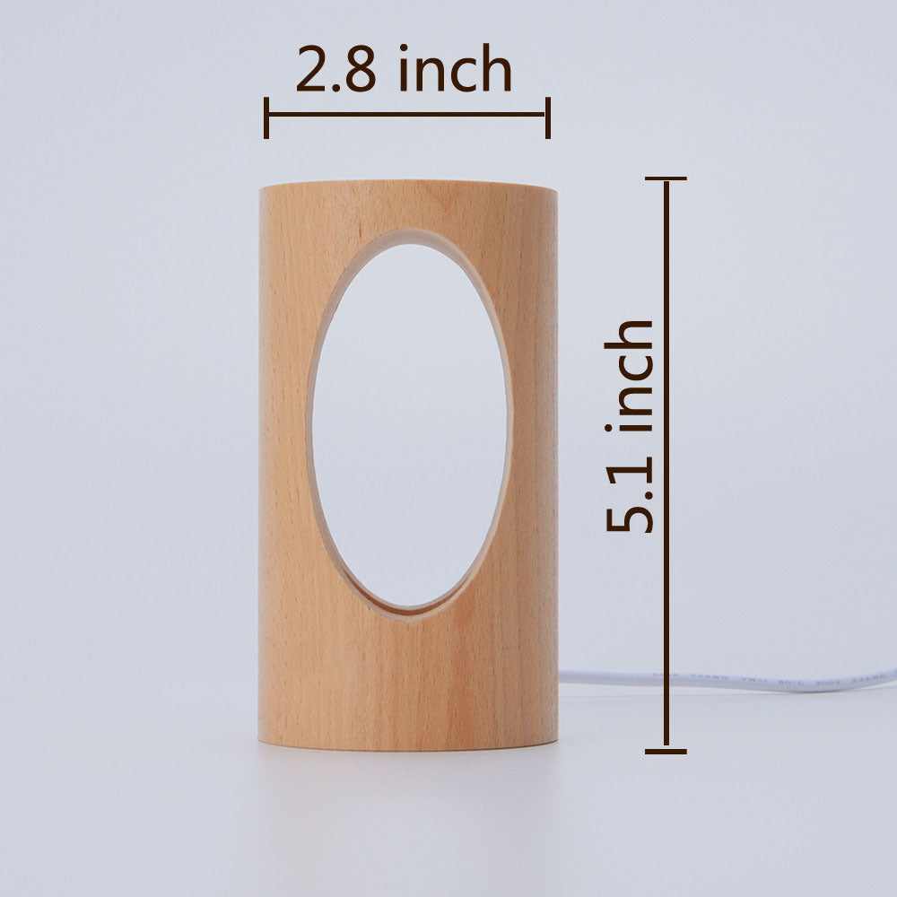 Natural Wood USB Bedside LED Table Lamp