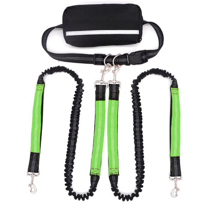 Adjustable Dog Running Leash with Pouch Bag