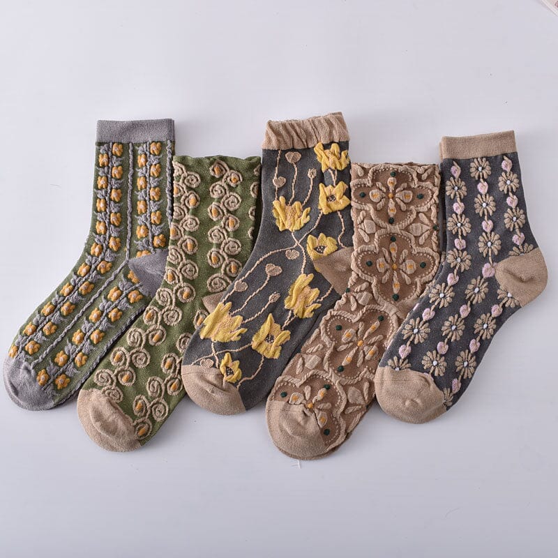 Colorful Womens Flower Patterned Socks (10 Pack)