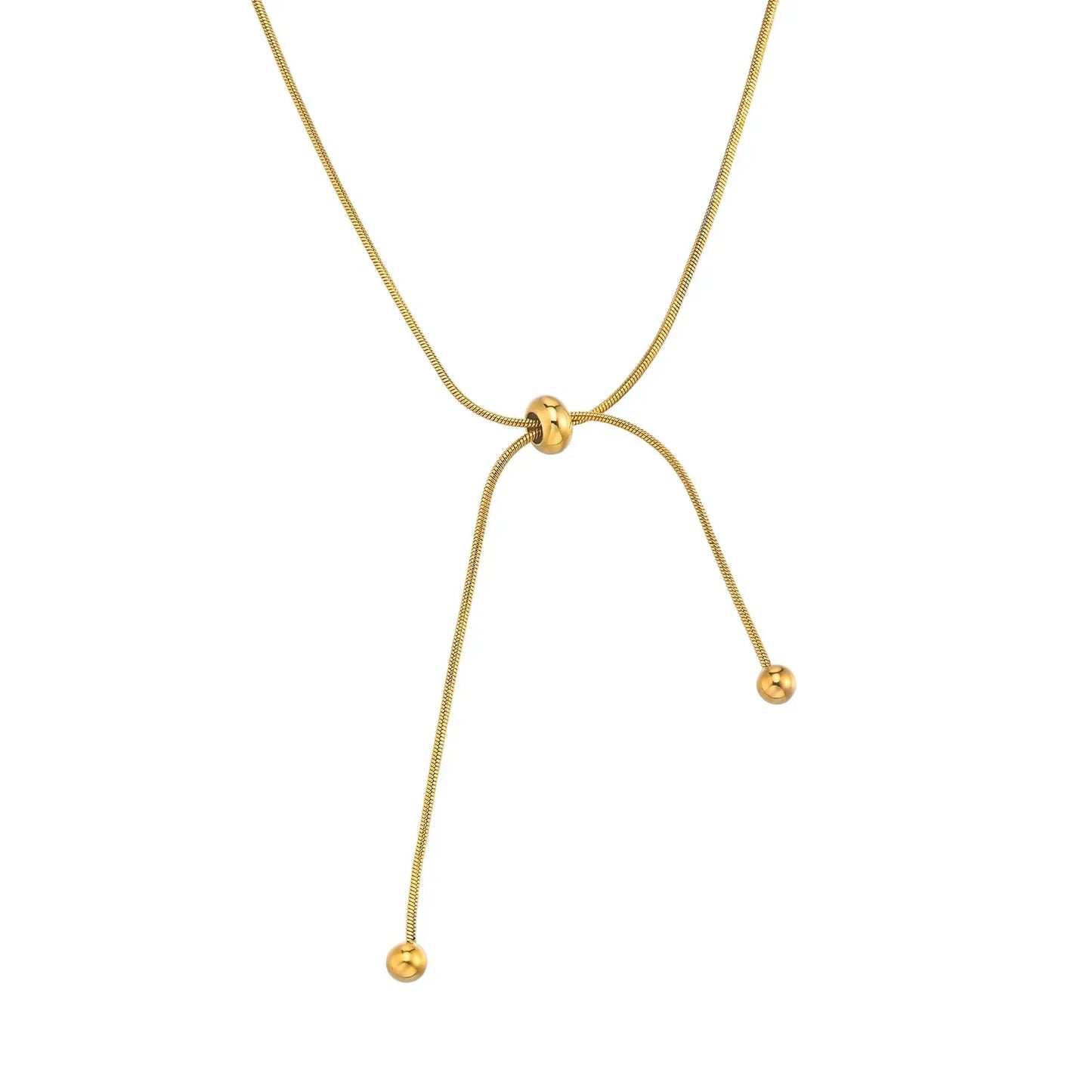 Gold Adjustable Tassel Snake Chain Necklace