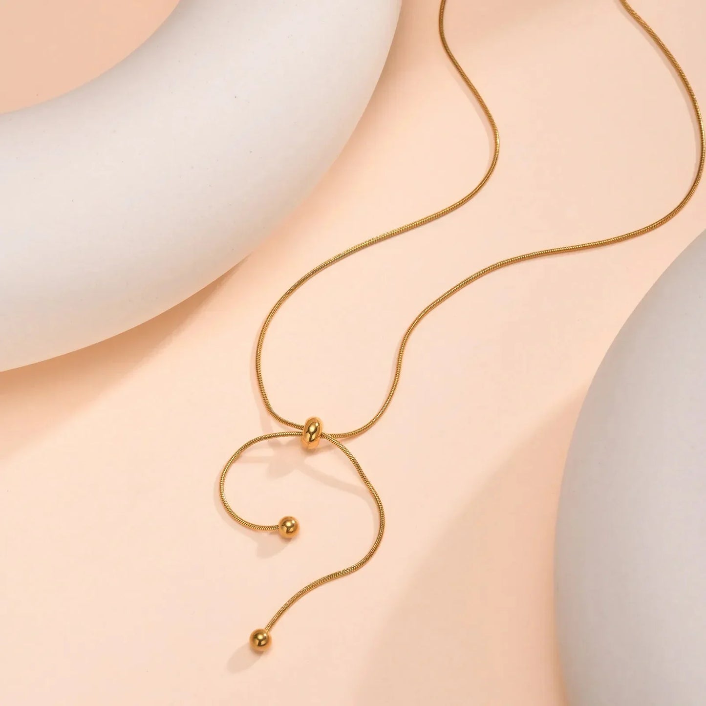 Gold Adjustable Tassel Snake Chain Necklace