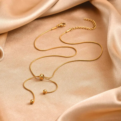 Gold Adjustable Tassel Snake Chain Necklace