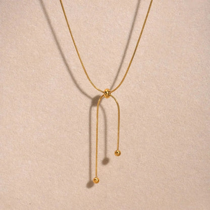 Gold Adjustable Tassel Snake Chain Necklace