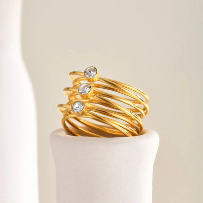Luxurious 18k Gold Triple Layer Diamond Ring