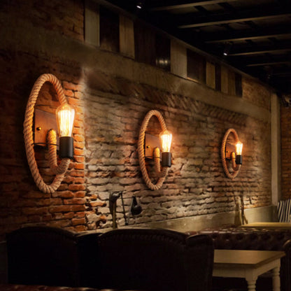 Rustic Brown Pendant Wall Lamp