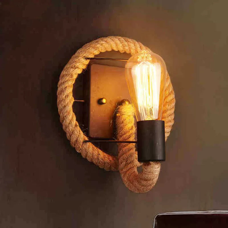 Rustic Brown Pendant Wall Lamp