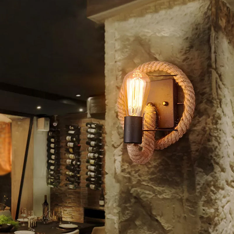 Rustic Brown Pendant Wall Lamp