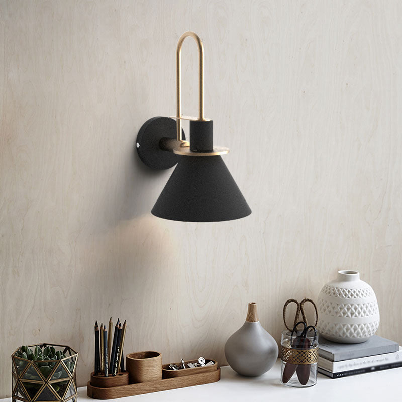 Simple Metal Cone Wall Light with Adjustable Arm