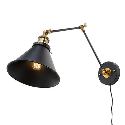 Industrial Style Black Metal Swing Arm Wall Lamp