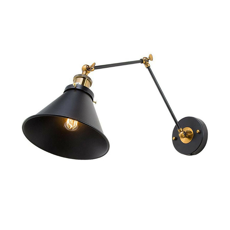 Industrial Style Black Metal Swing Arm Wall Lamp - Cofik