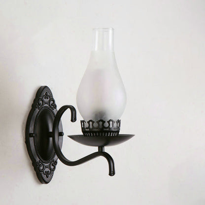 Rustic Metal Wall Lamp with Glass Shade in Bronze Finish - Cofik