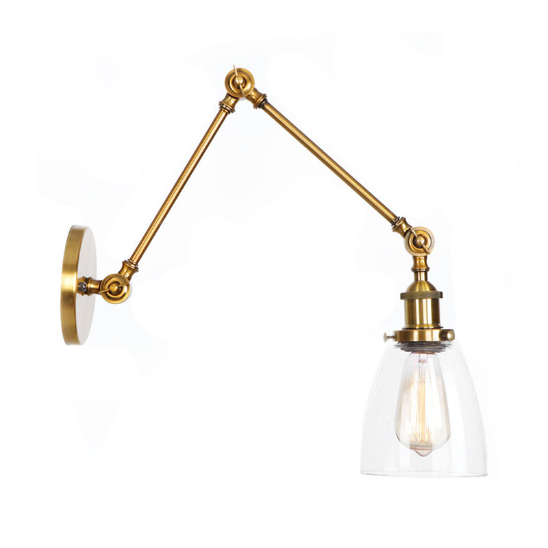 Classic Bronze Swing Arm Glass Wall Lamp - Cofik