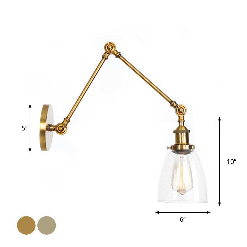 Classic Bronze Swing Arm Glass Wall Lamp