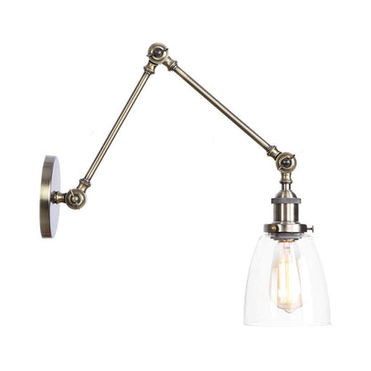 Classic Bronze Swing Arm Glass Wall Lamp