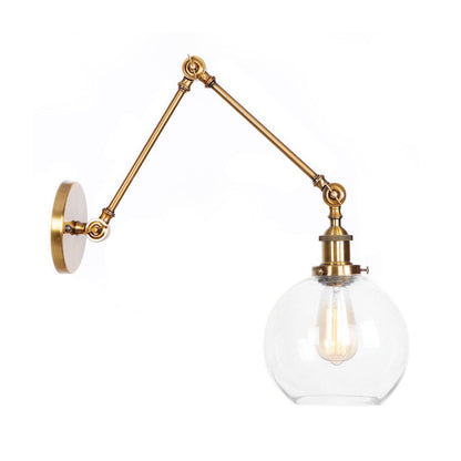 Classic Bronze Swing Arm Glass Wall Lamp
