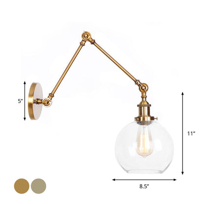 Classic Bronze Swing Arm Glass Wall Lamp