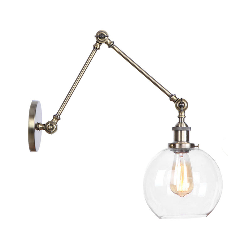 Classic Bronze Swing Arm Glass Wall Lamp