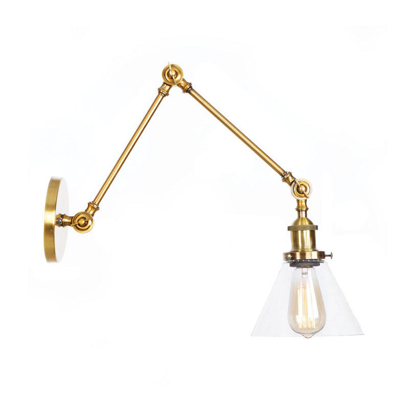 Classic Bronze Swing Arm Glass Wall Lamp