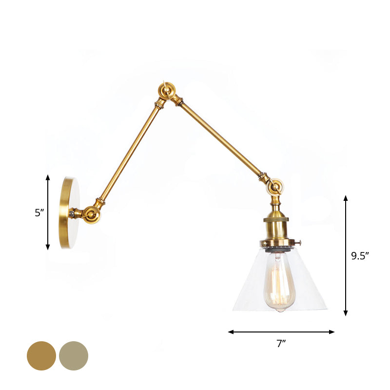 Classic Bronze Swing Arm Glass Wall Lamp