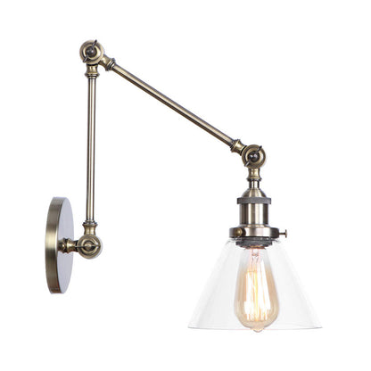 Classic Bronze Swing Arm Glass Wall Lamp