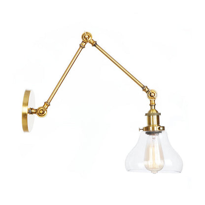 Classic Bronze Swing Arm Glass Wall Lamp