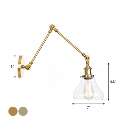 Classic Bronze Swing Arm Glass Wall Lamp
