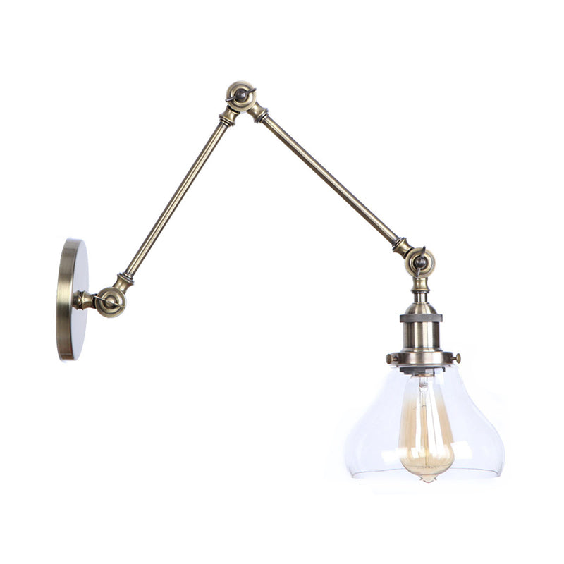Classic Bronze Swing Arm Glass Wall Lamp