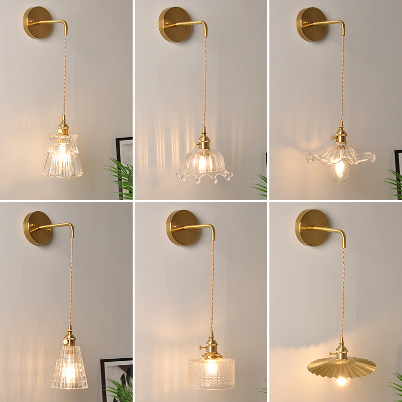 Classic Glass Tabletop Wall Light with Brass Finish