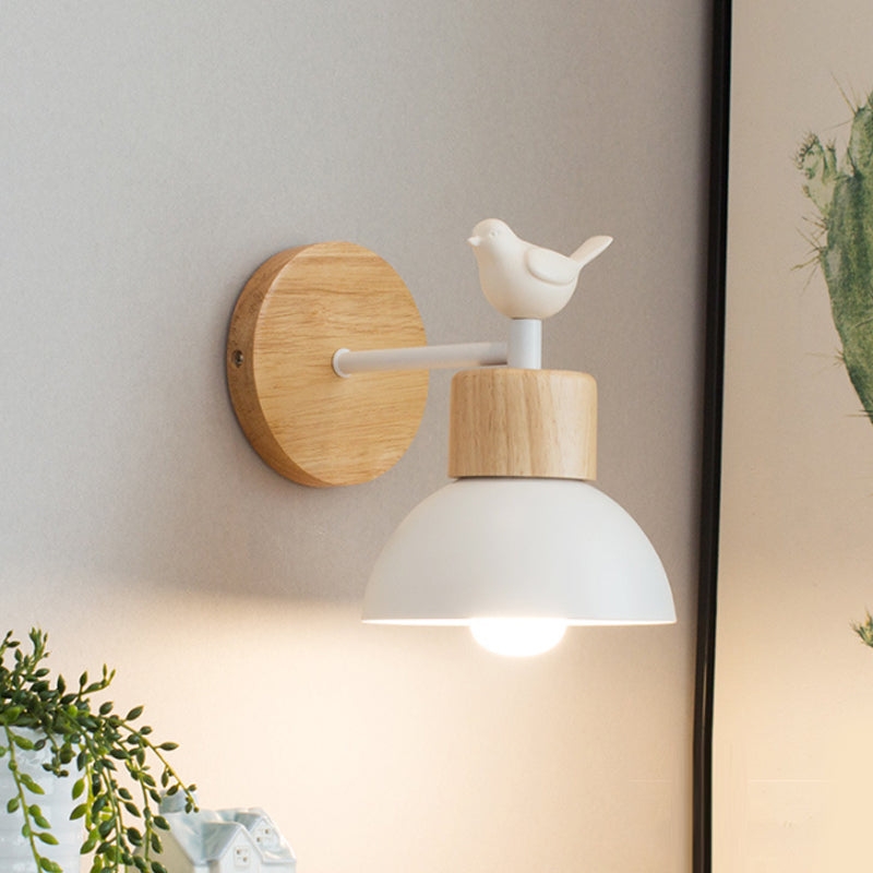 Rustic Wooden Wall Lamp for Kids Room with Bird Design - Cofik