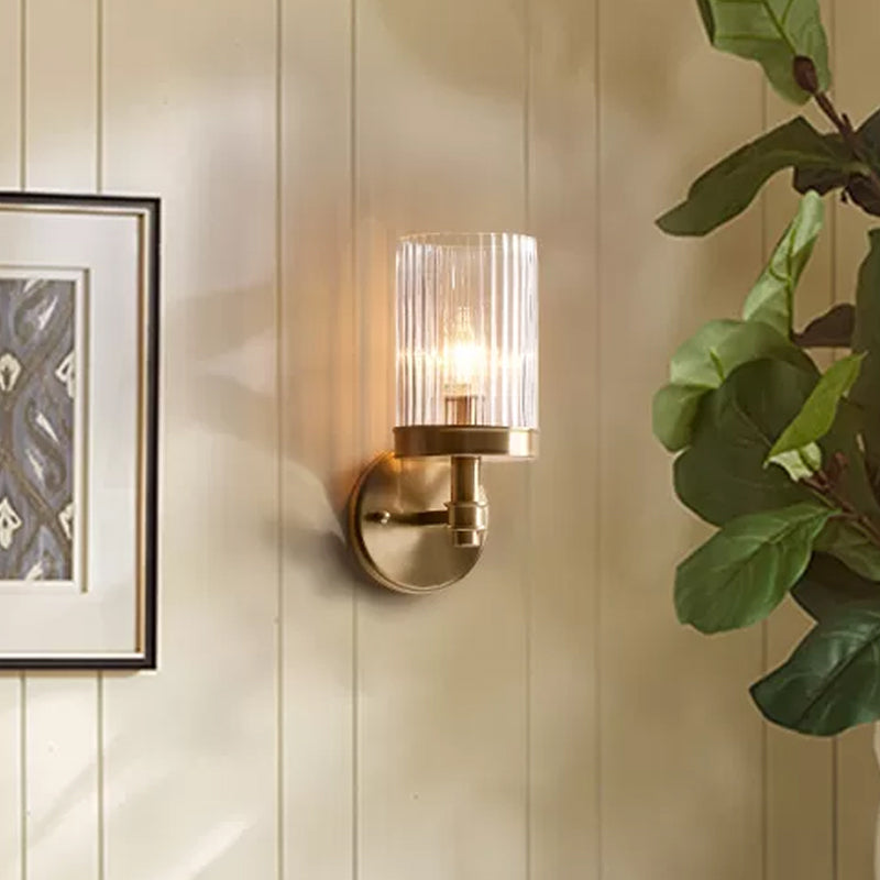 Simple Glass Wall Light with Brown Gold Finish