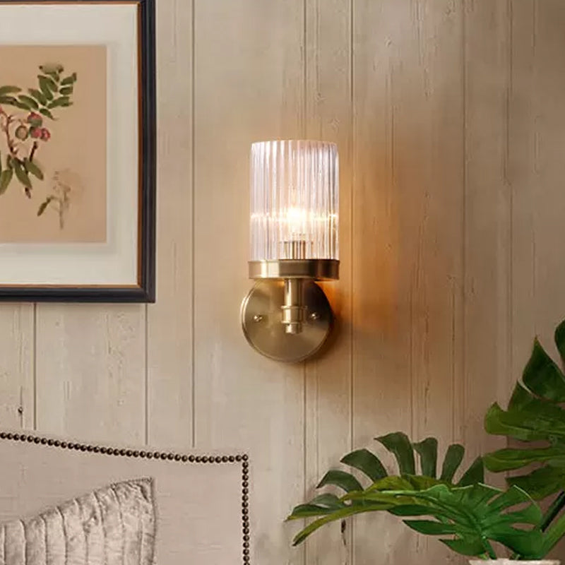 Simple Glass Wall Light with Brown Gold Finish - Cofik
