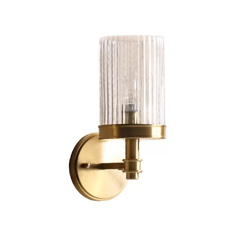 Simple Glass Wall Light with Brown Gold Finish