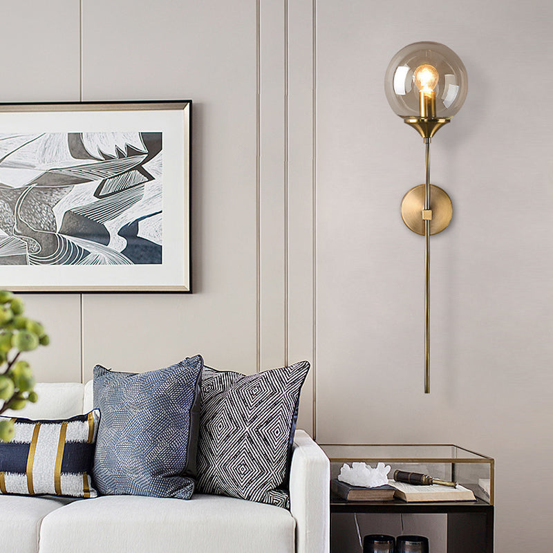 Classic Glass Wall Mount Lamp with Brass Arm