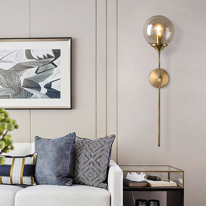 Classic Glass Wall Mount Lamp with Brass Arm
