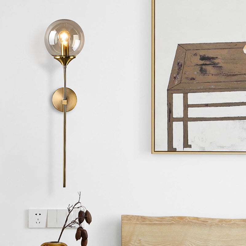 Classic Glass Wall Mount Lamp with Brass Arm