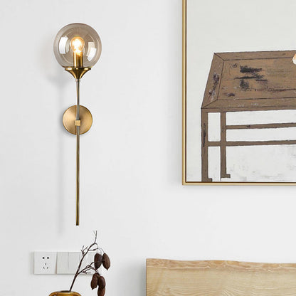 Classic Glass Wall Mount Lamp with Brass Arm