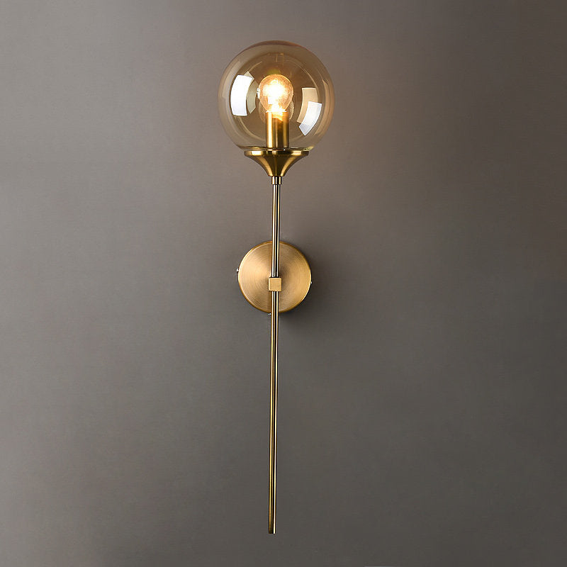 Classic Glass Wall Mount Lamp with Brass Arm
