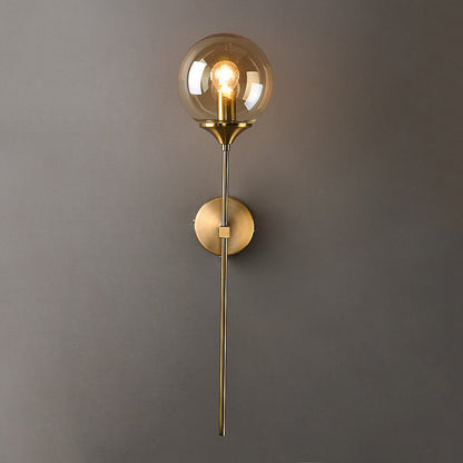 Classic Glass Wall Mount Lamp with Brass Arm