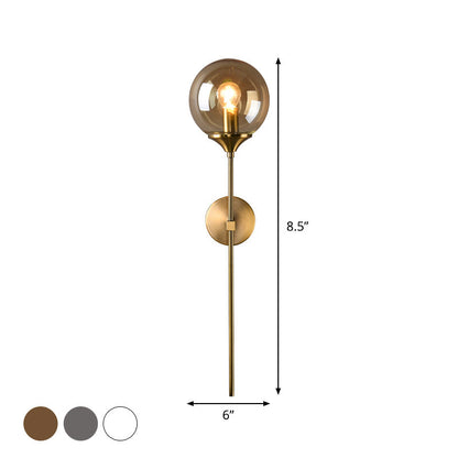 Classic Glass Wall Mount Lamp with Brass Arm