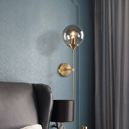 Classic Glass Wall Mount Lamp with Brass Arm