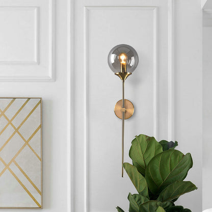 Classic Glass Wall Mount Lamp with Brass Arm